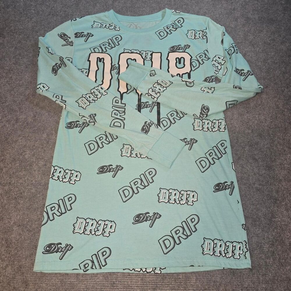 Hustler-apparel Men's Blue and Green T-shirt